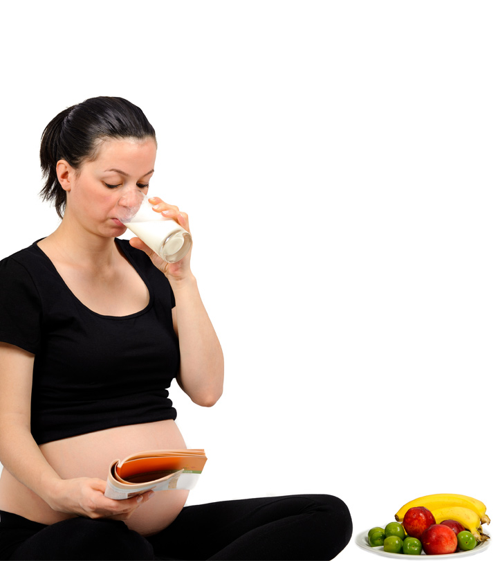 Pregnant women drinking milk