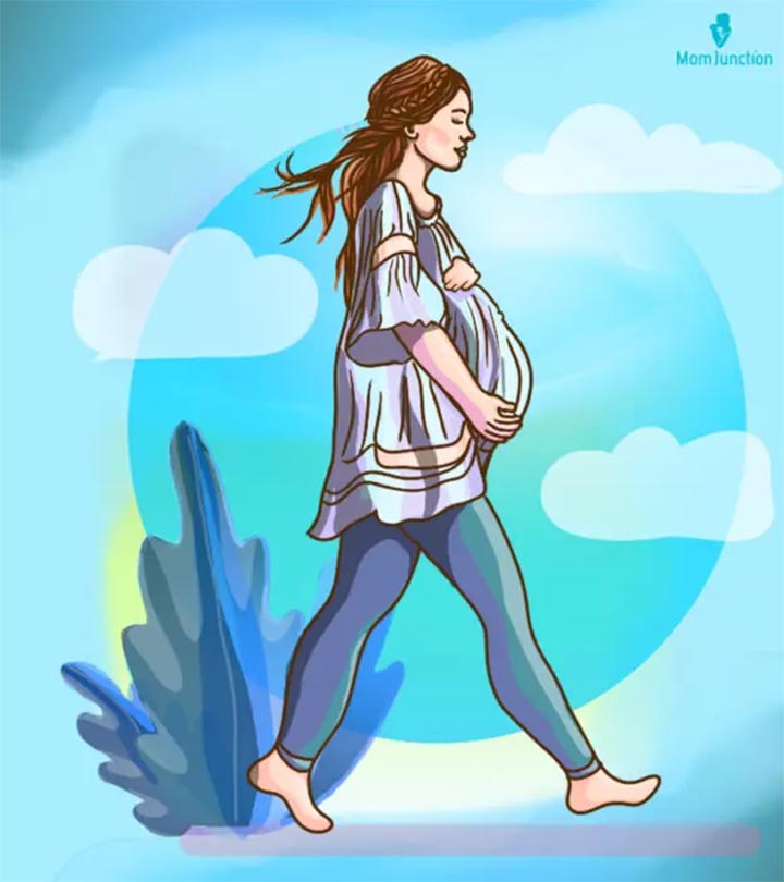 A pregnant lady walking