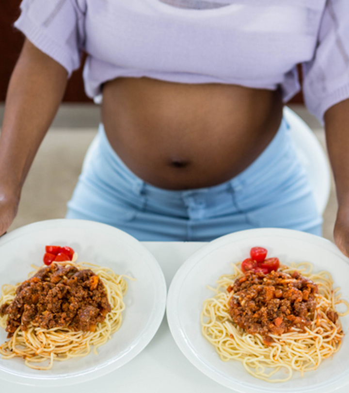 A Pregnant Woman Eating Chinese Food