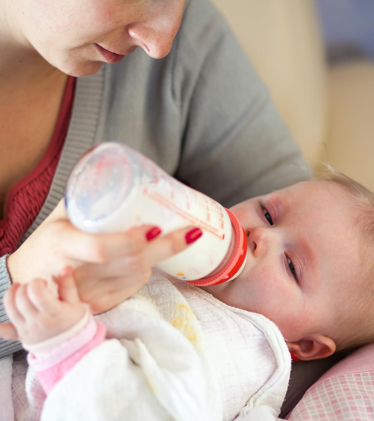 An infant drinking milk