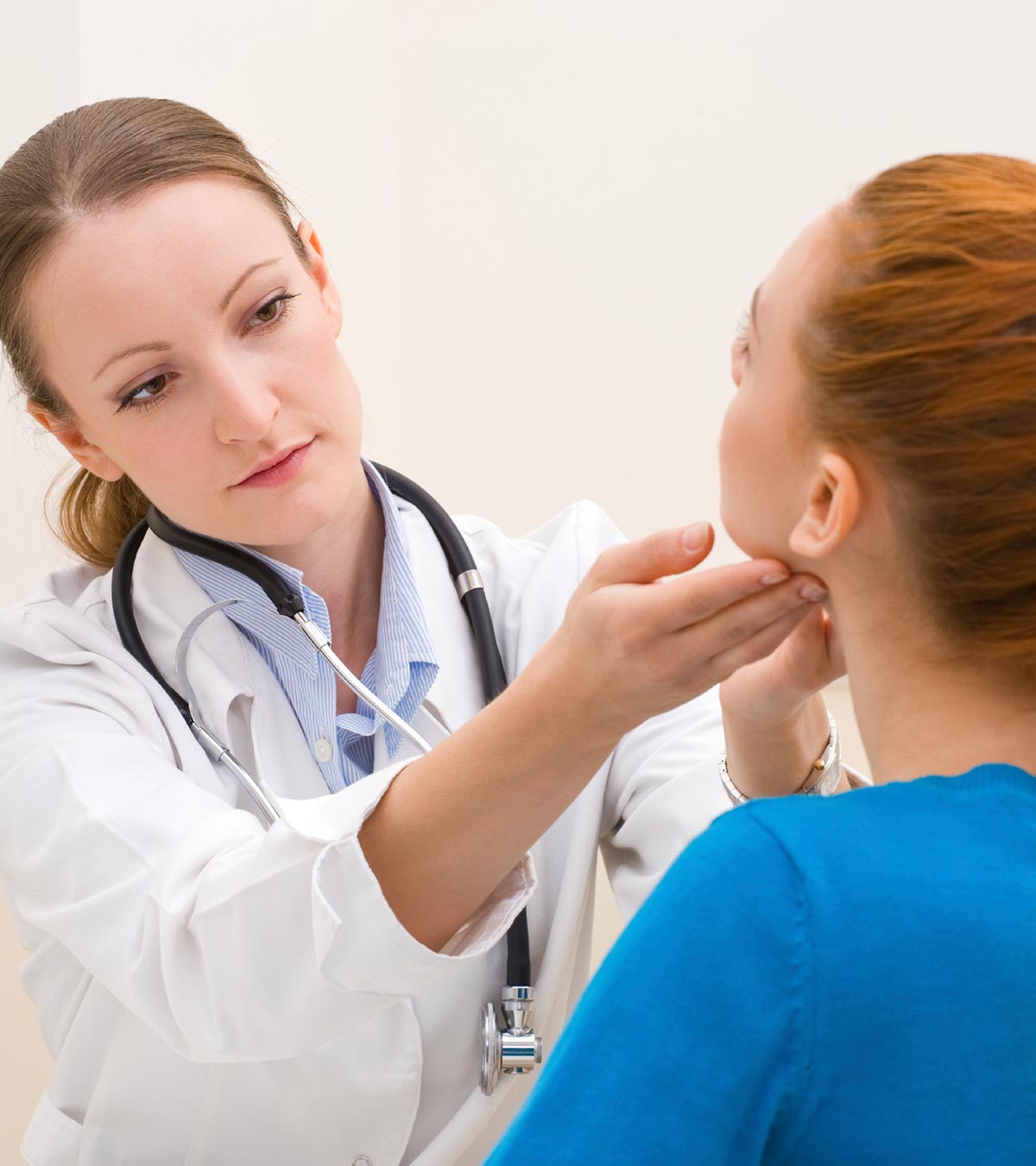 A Doctor Examining Thyroid Problems In Teens