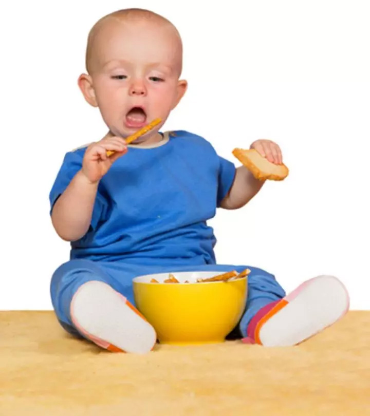 13 Month Baby Having Food